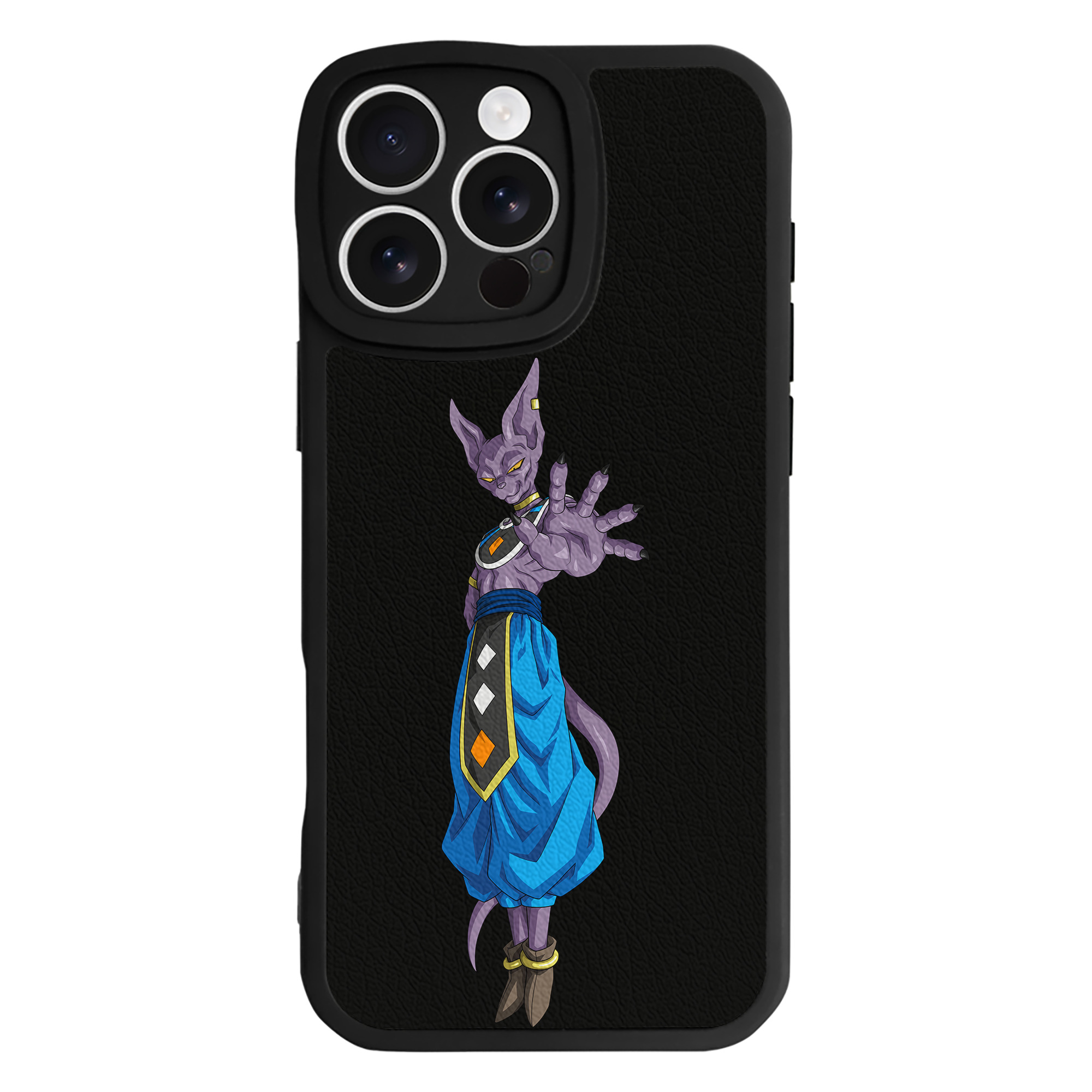 （画像用） ドラゴンボール ビルス 破壊神ビルス DRAGON BALL Beerus Birusu 【iPhone 16シリーズ対応】シリコンスマホケース（レザー調） 材質：シリコン
